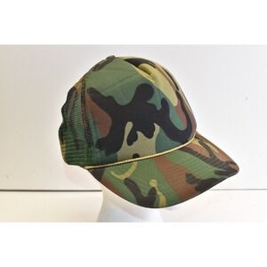 Vintage Mohr's Woodland Camo Snapback Trucker Hat One Size Fits All Hunting Mesh